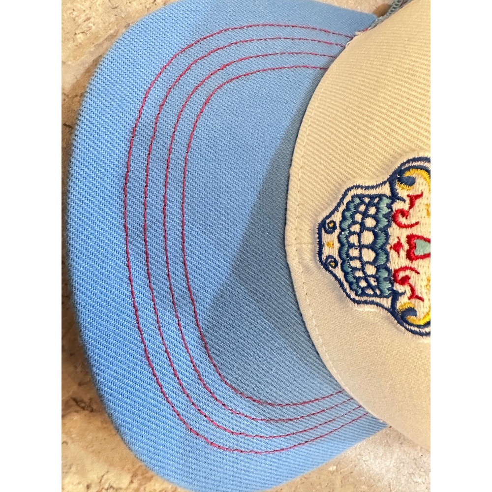 Akseis Sugar Skull Trucker‎ Hat Blue Cream Mesh Snapback Cap Day of the Dead - Picture 3 of 10